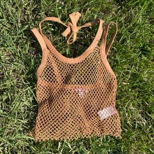 Brown Fishnet Tank Top